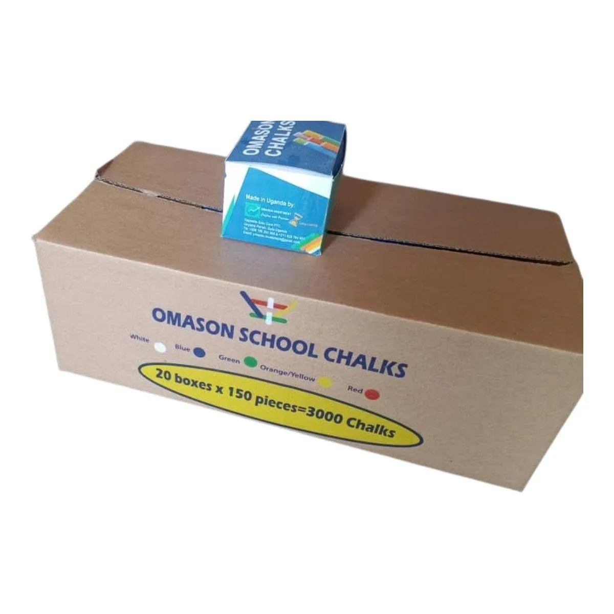 Omason School Chalks carton with a box of chalk