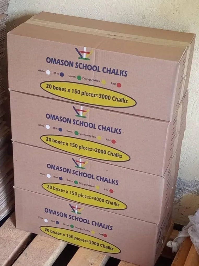Omason chalk cartons ready for dealers
