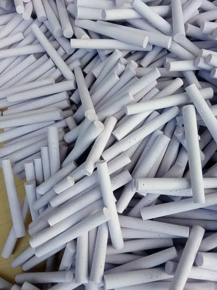 Close-up of freshly moulded white chalk sticks